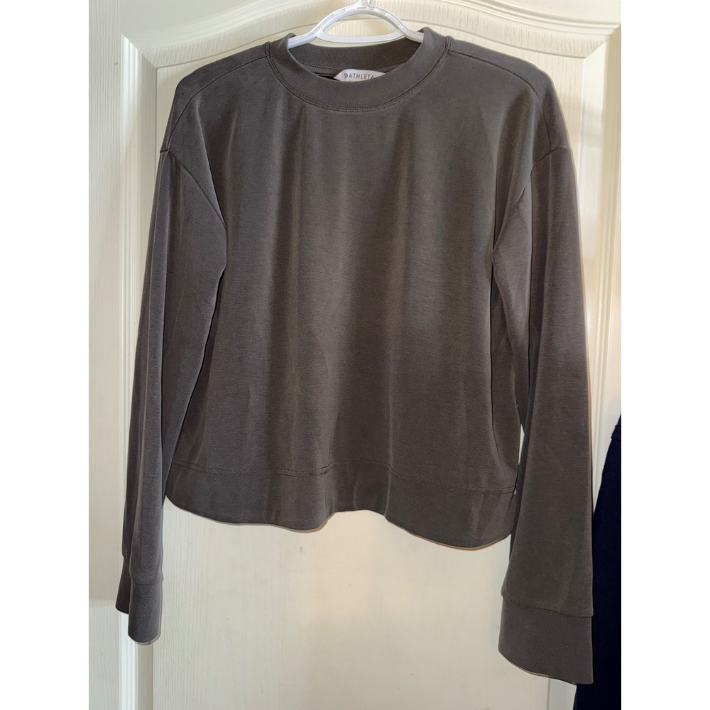 Athleta Coaster Luxe Sweatshirt Dark Gray Crew Neck Pullover S 473546-07 Small
